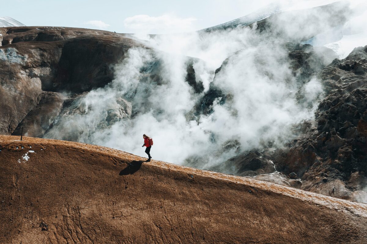 Woman walking up the Kerlingarfjoll mountains