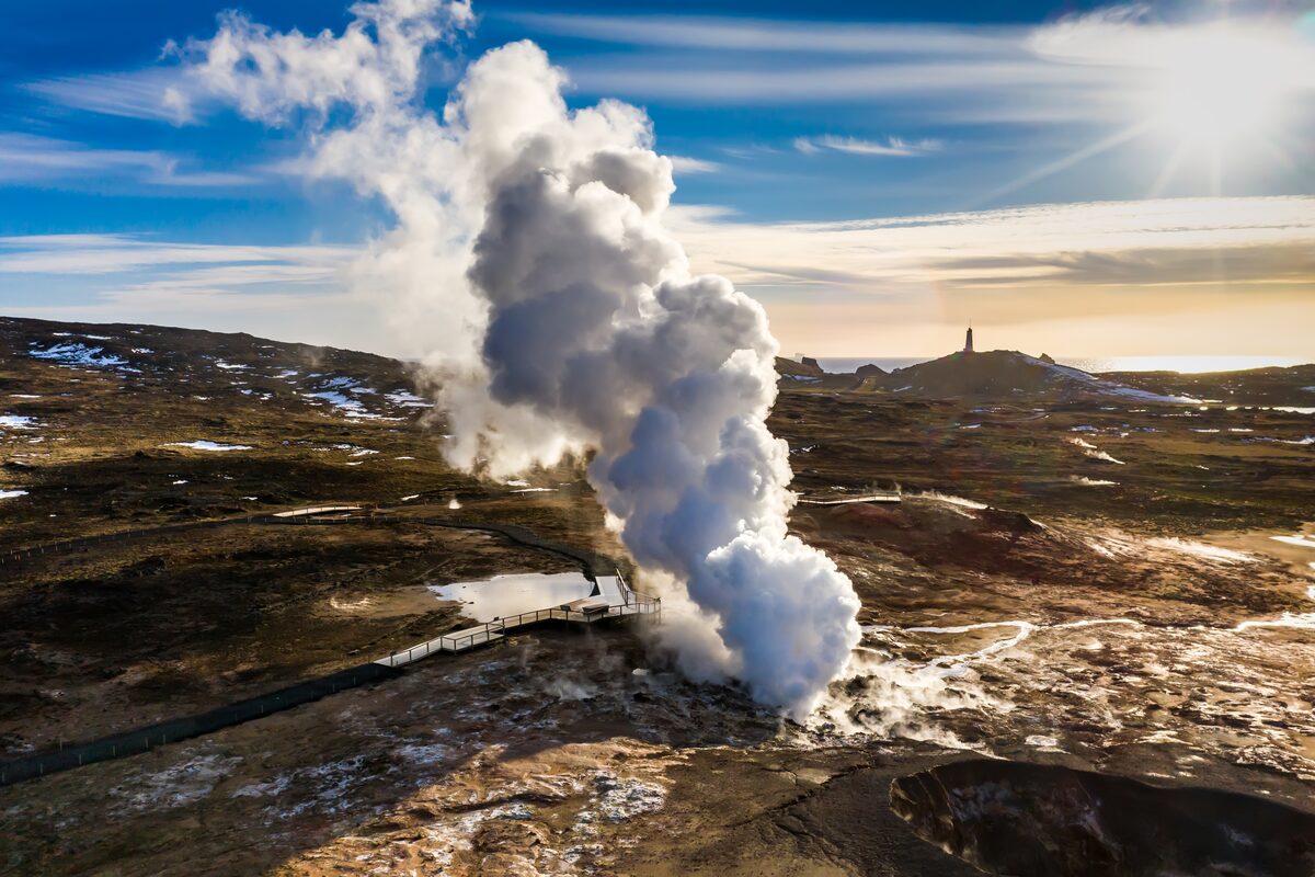 Steamy geothermal area in Iceland