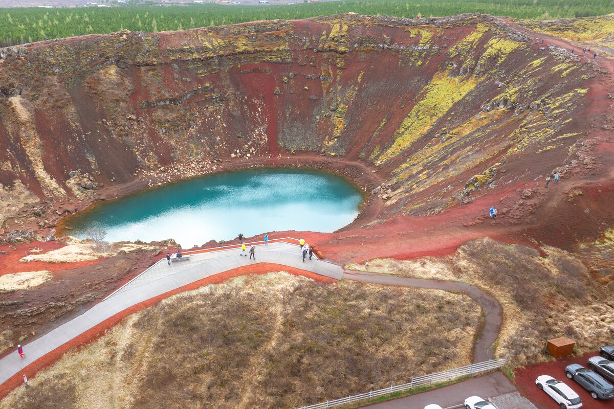 Volcanic crater lake from above