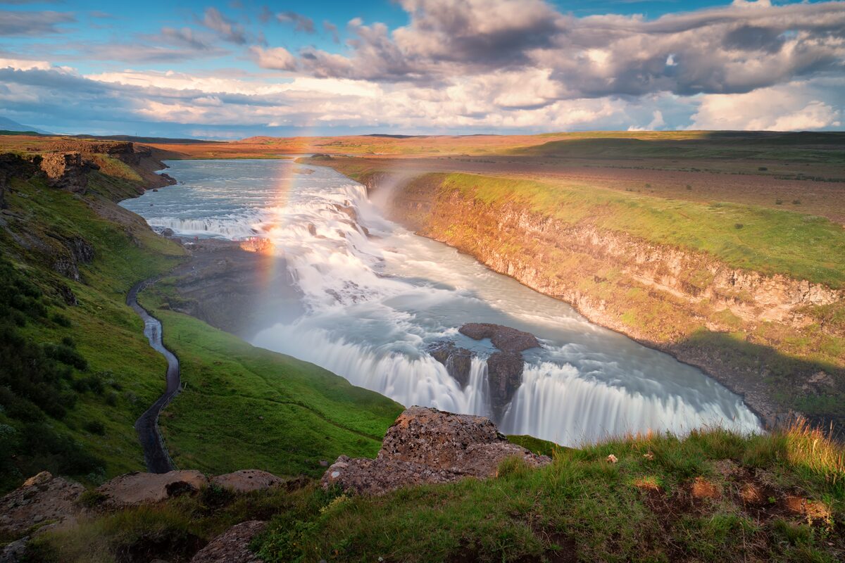 Gullfoss Waterfall Landscape