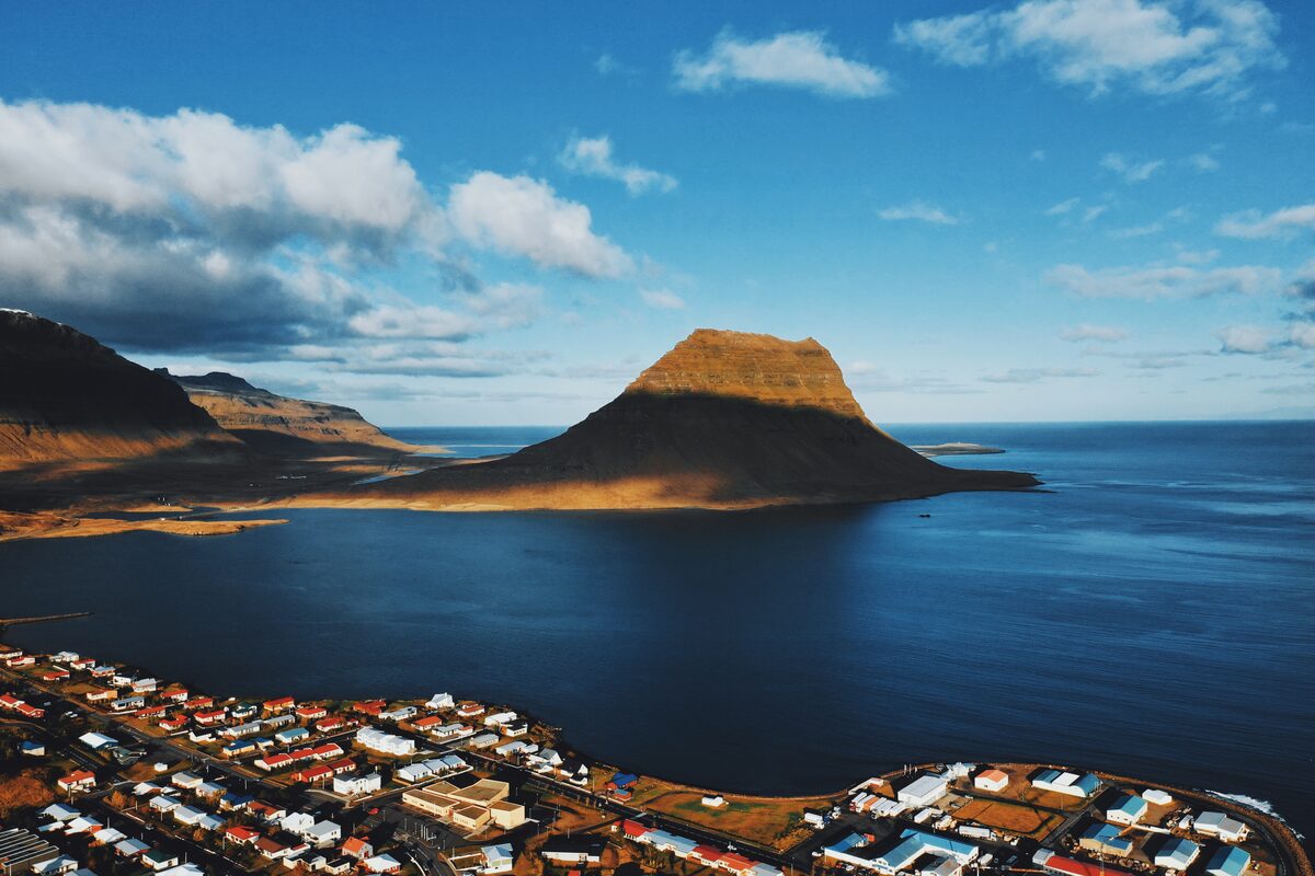 Grundarfjordur town by Kirkjufell mountain