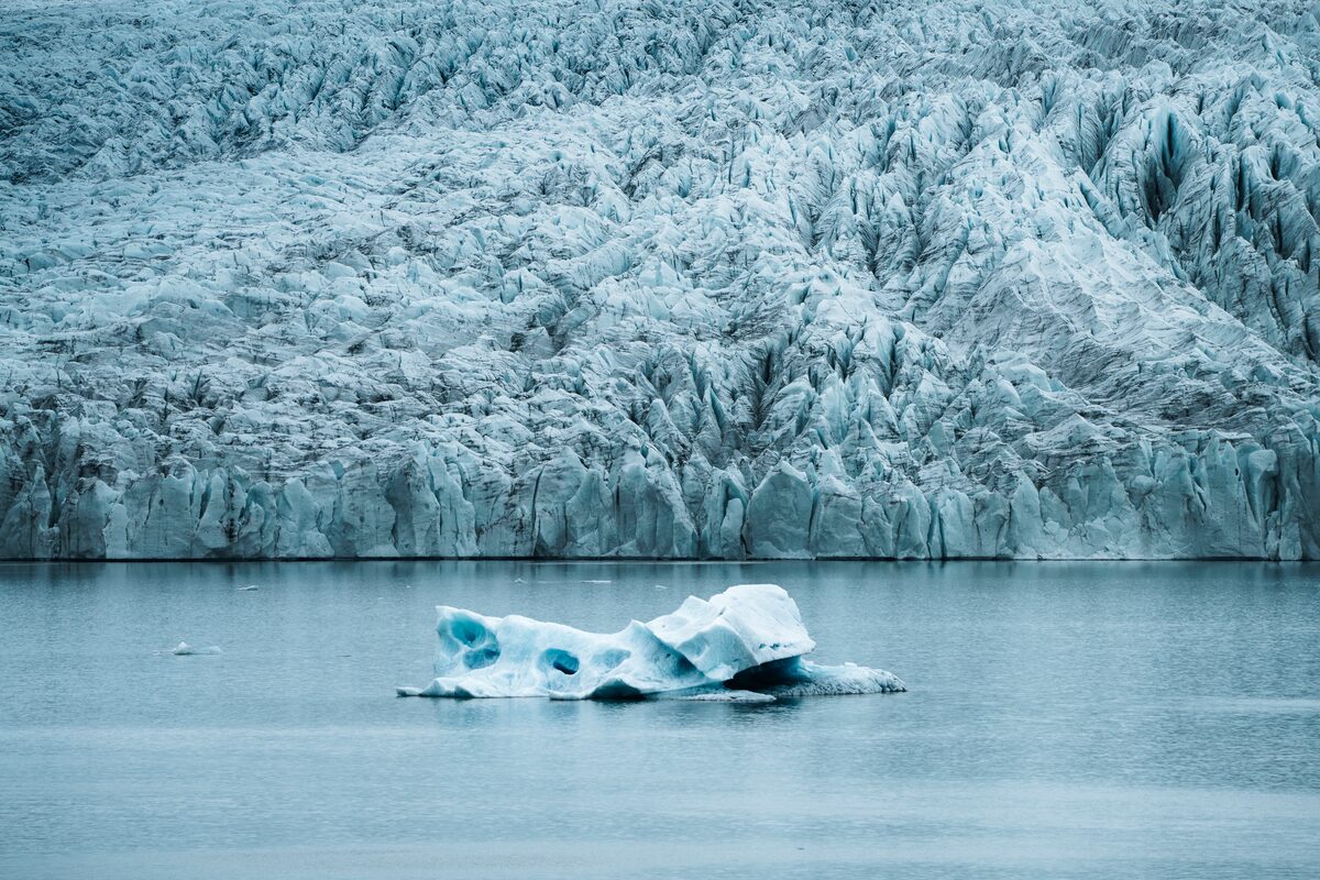 Lagoon by huge glacier in Iceland