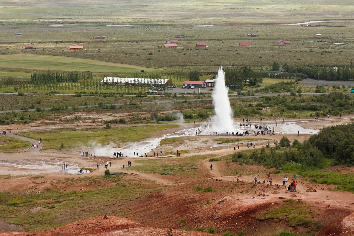 Aerial view of geyser area in Golden Circle