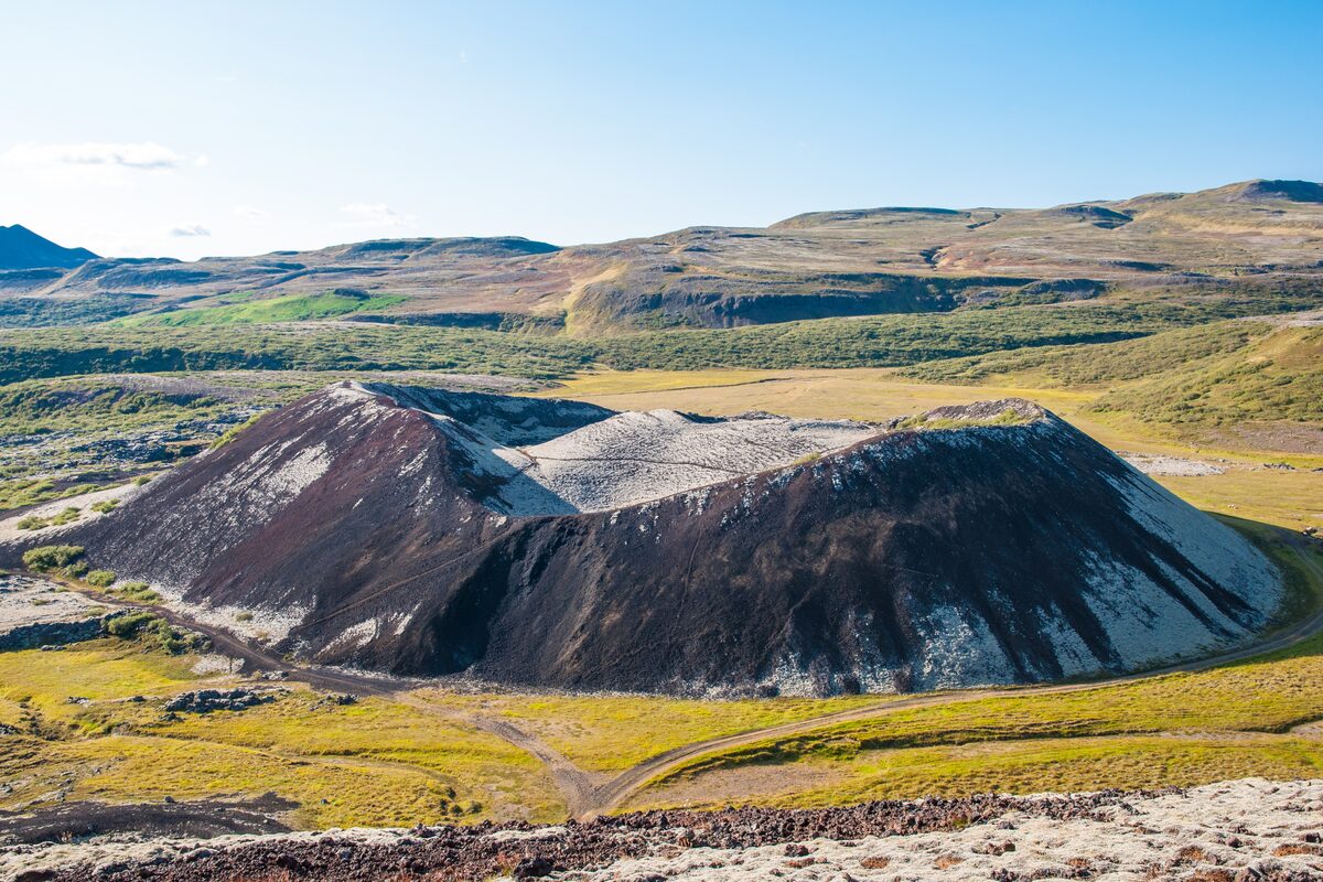 Grabrok volcano crater in Iceland