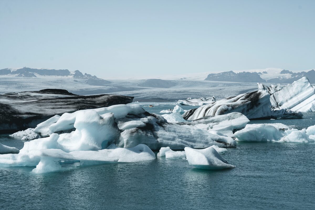 Huge icebergs in Jokulsarlon glacier lagoon