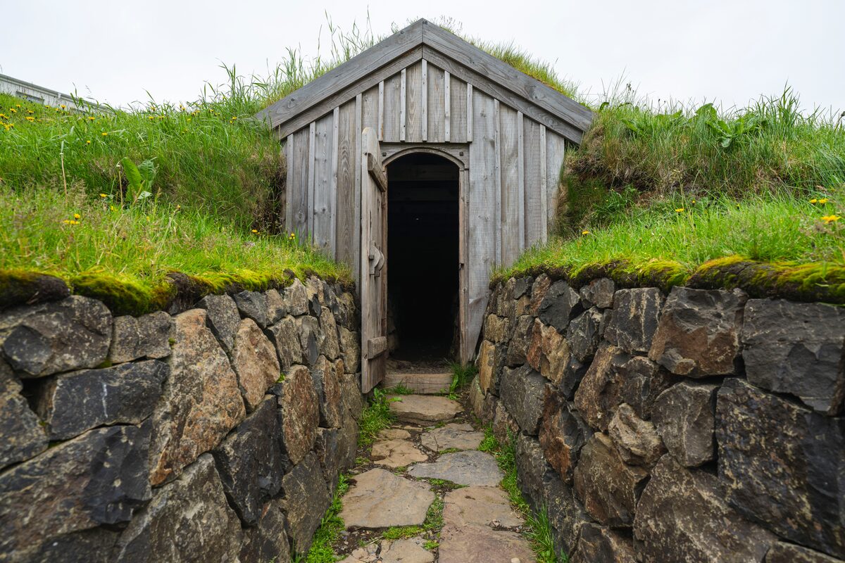 Turf house in Reykholt town