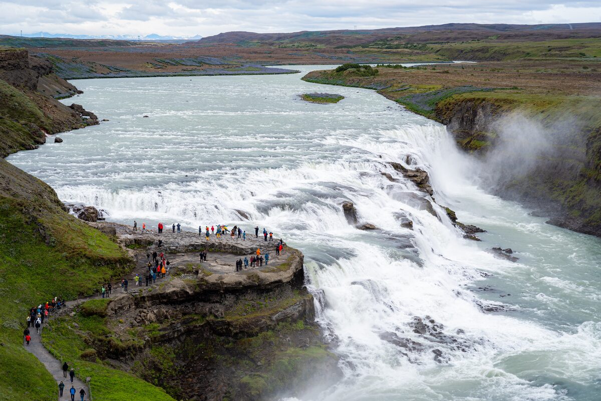 Giant powerful waterfall in Iceland
