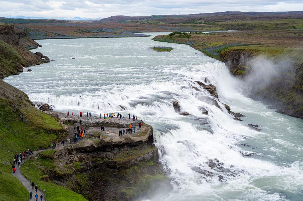 Giant powerful waterfall in Iceland