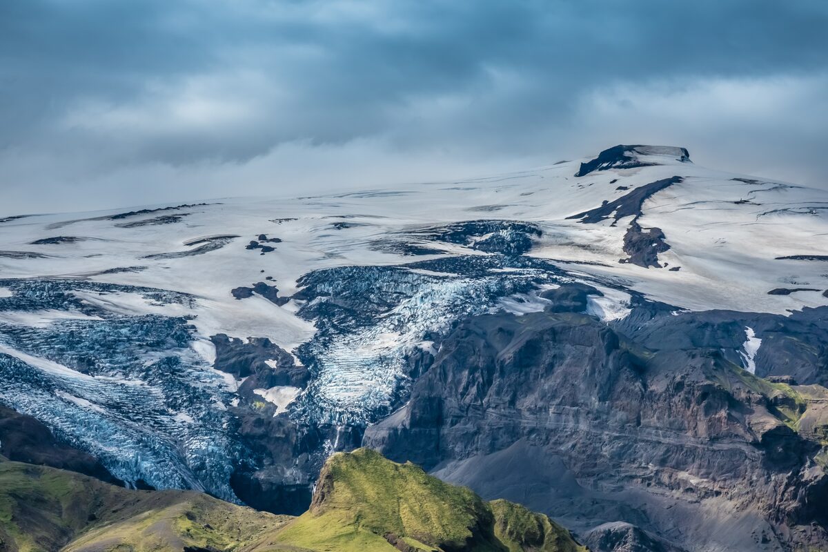 Huge Eyjafjallajokull volcano glacier in Iceland