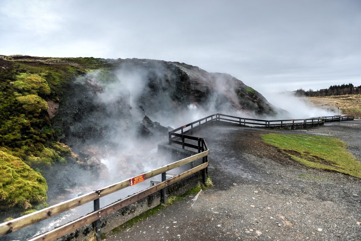 Steams over Geothermal Spring in Iceland