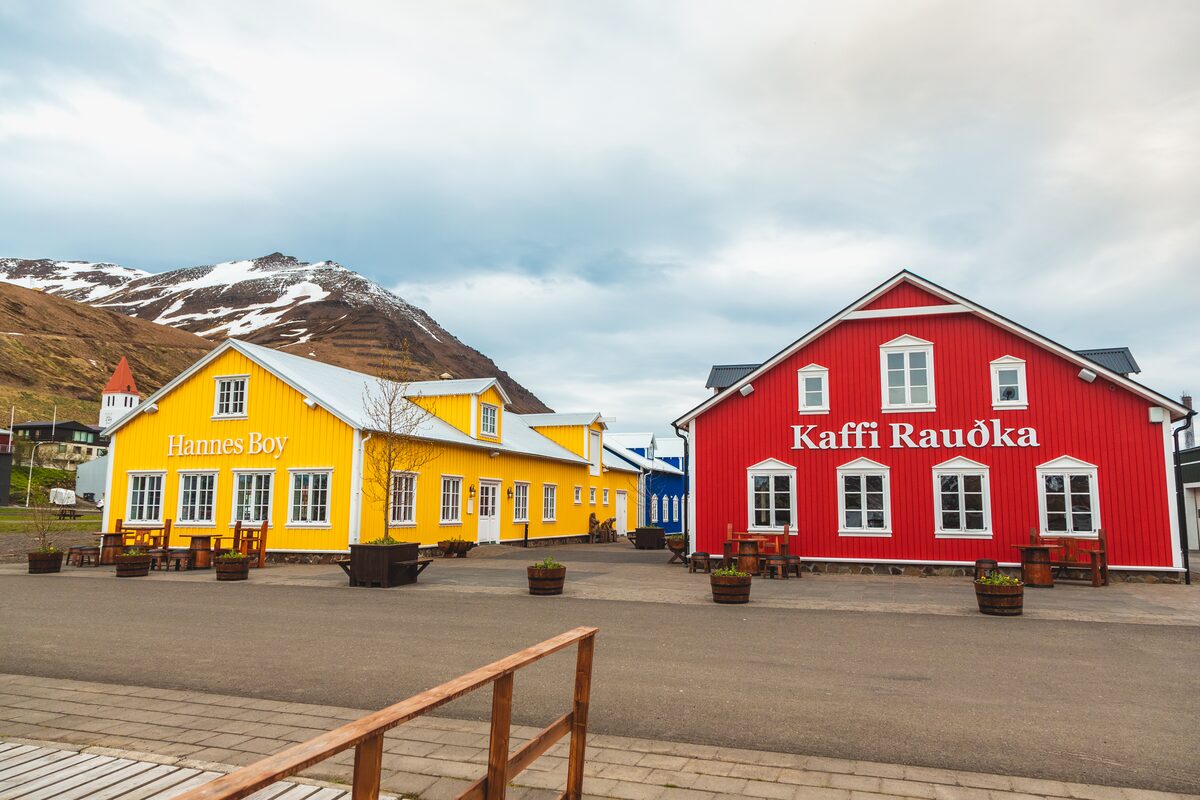 Colorful buildings in Siglufjordur village