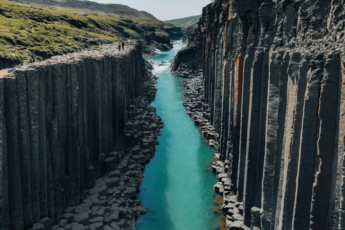 High canyon with blue river