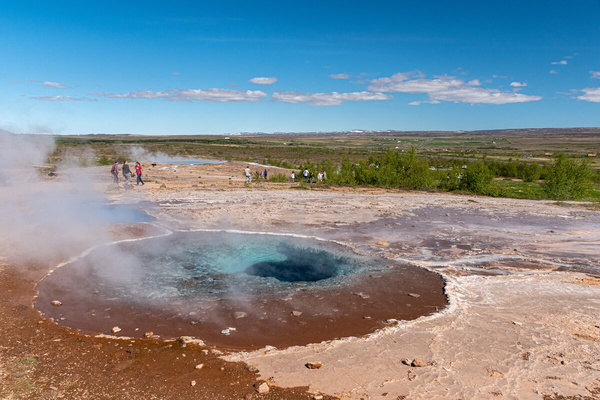Blue waters in geothermal pond