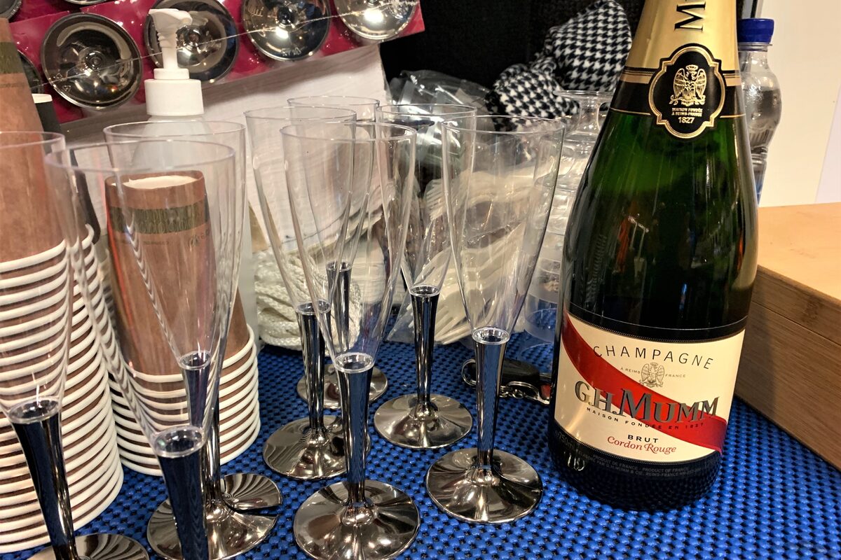 G.H.Mumm champagne and glasses