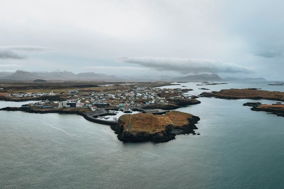 Panoramic view of Stykkisholmur town in Iceland