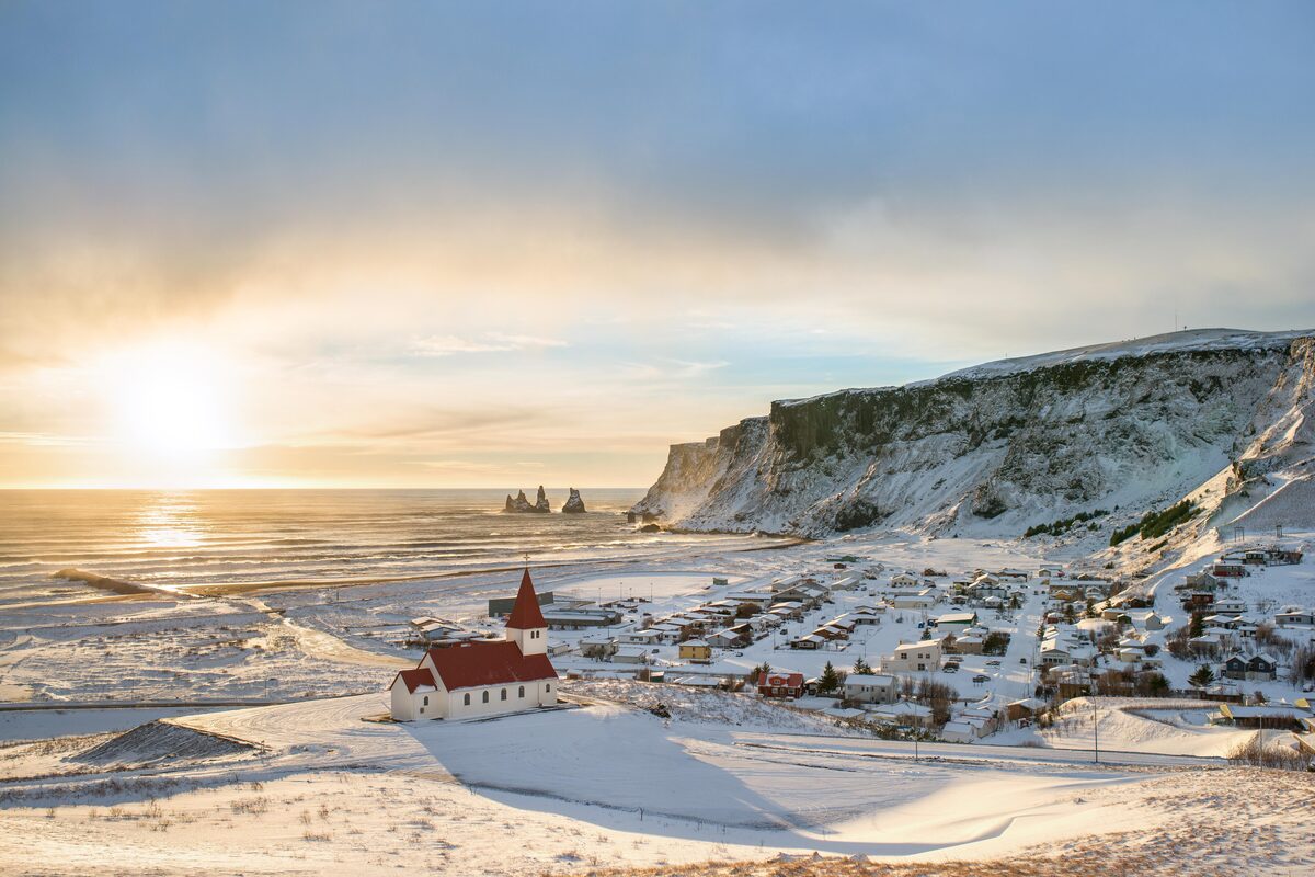 Vik Village Snow Covered