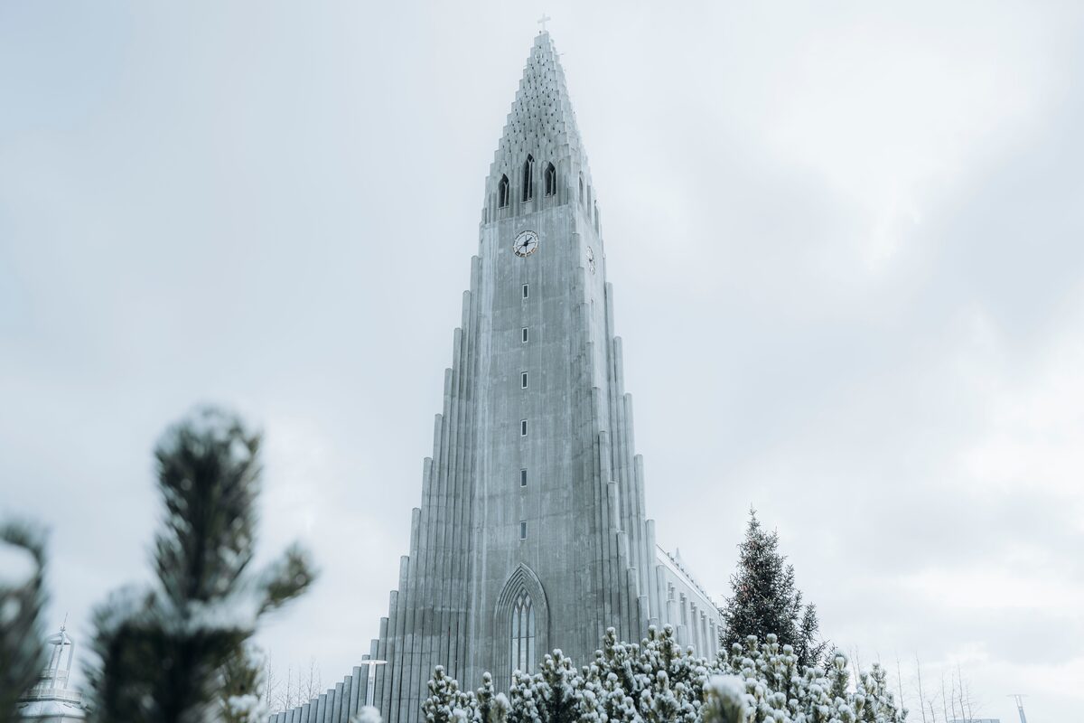 Reykjavik cathedral during winter