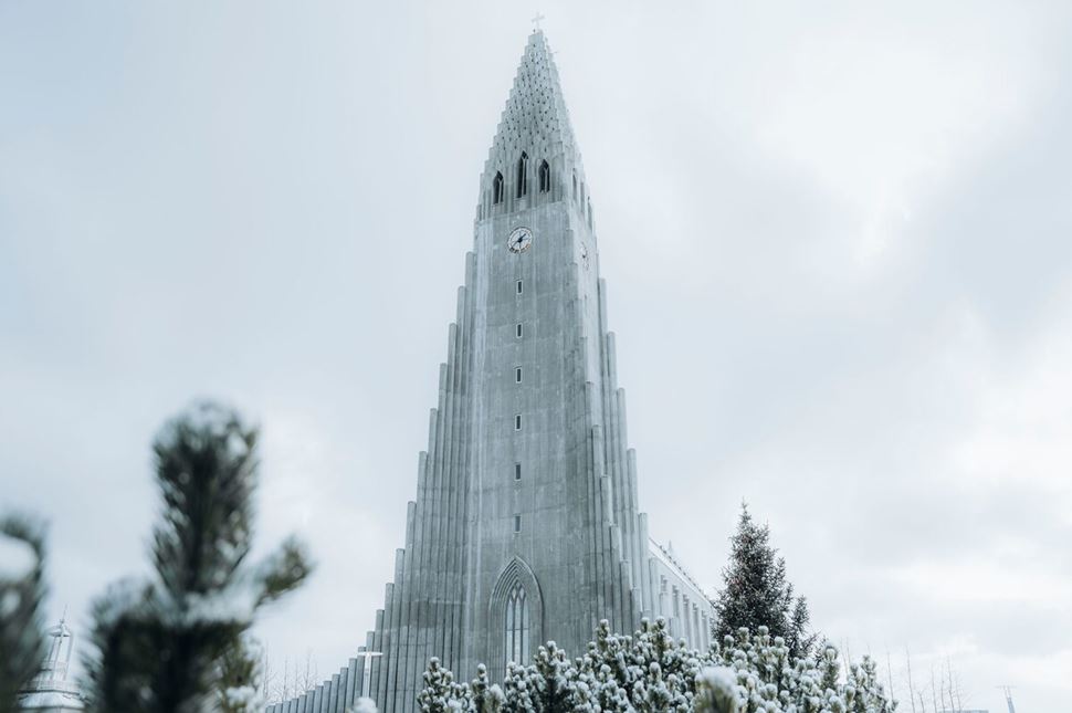 Reykjavik cathedral during winter