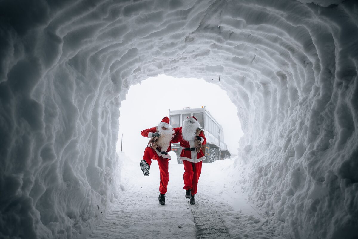 Yule Lads Inside Glacier Tunnel