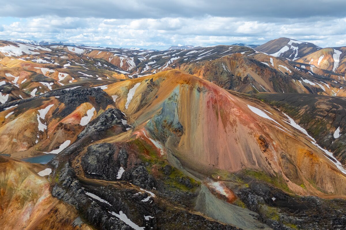 Giant mountains with different colors in Iceland