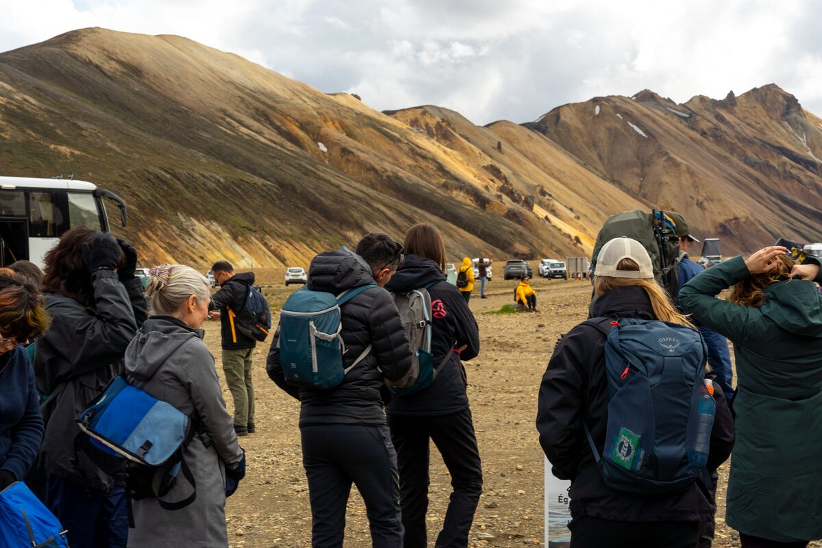 People preparing for trek in Iceland's South