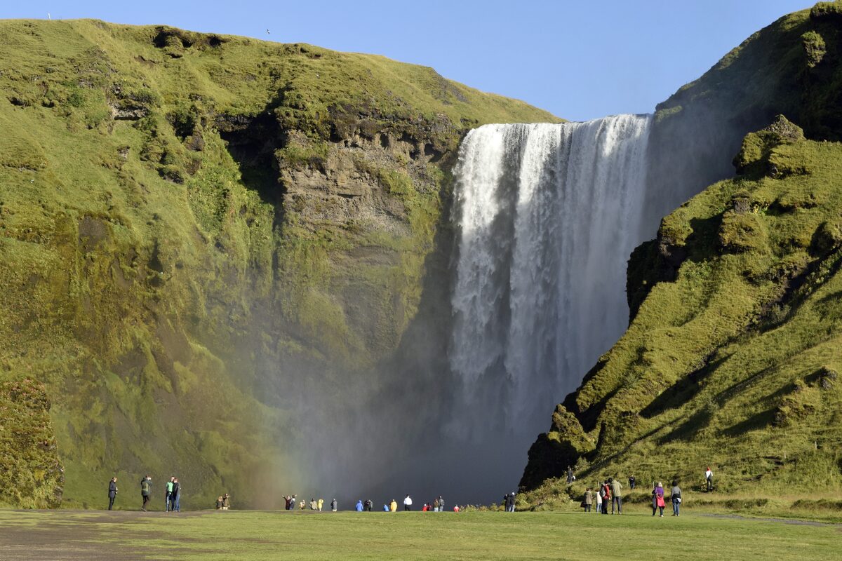 Skogafoss waterfall during summer in South of Iceland