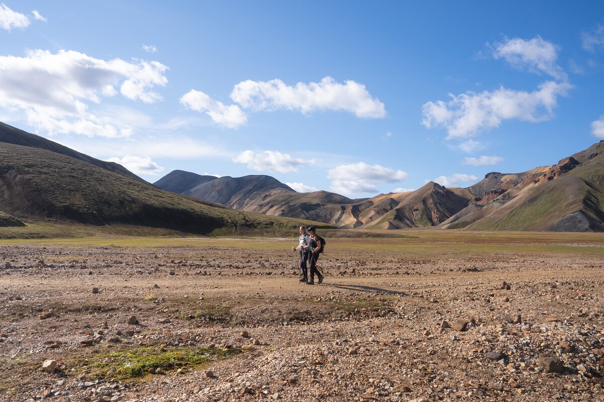 Woman trekking in Laugavegur trail