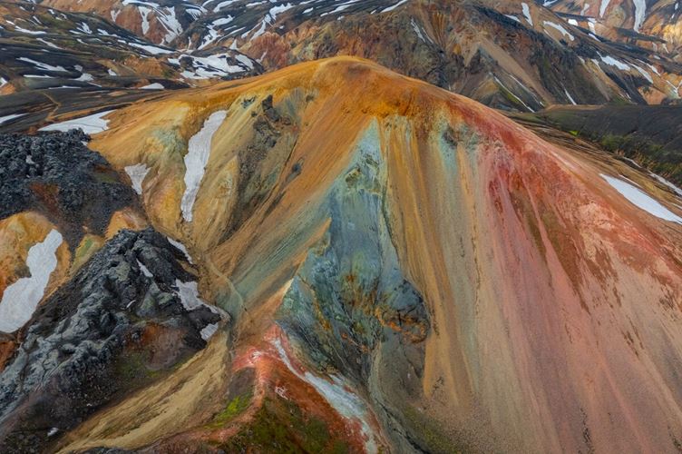 Giant colorful mountain in Iceland's South