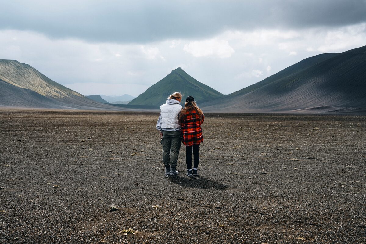 Couple enjoying view of mountains