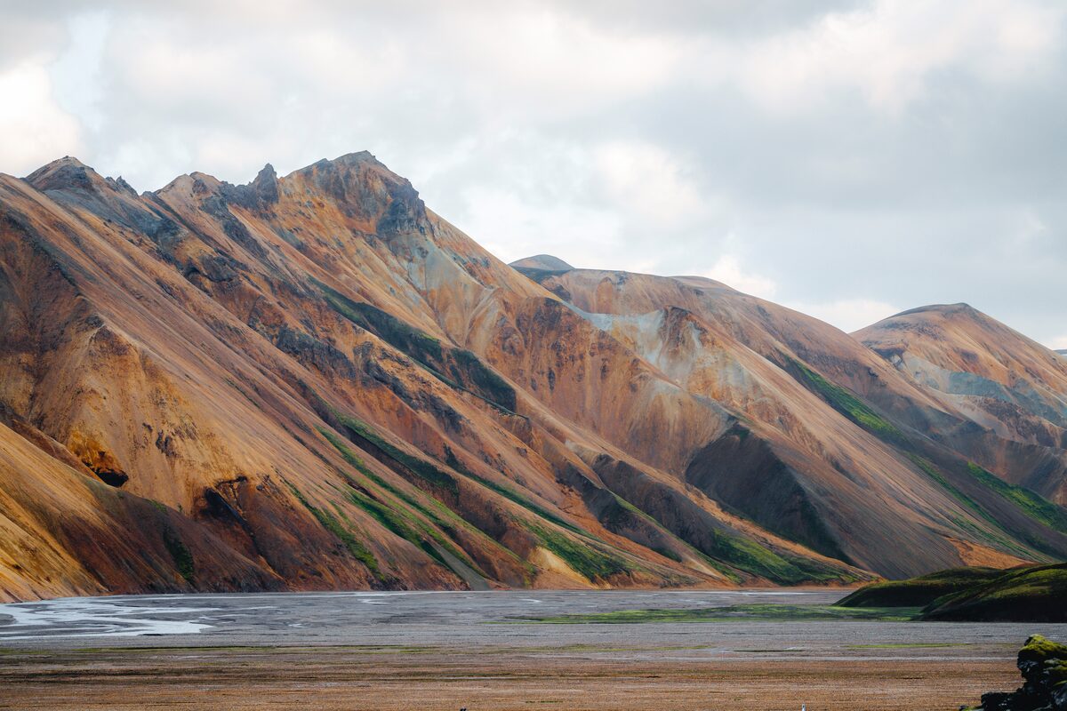 Colorful Rhyolite mountains at Landmannalaugar in summer time