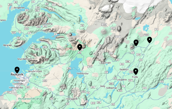 Golden Circle Secret Lagoon map