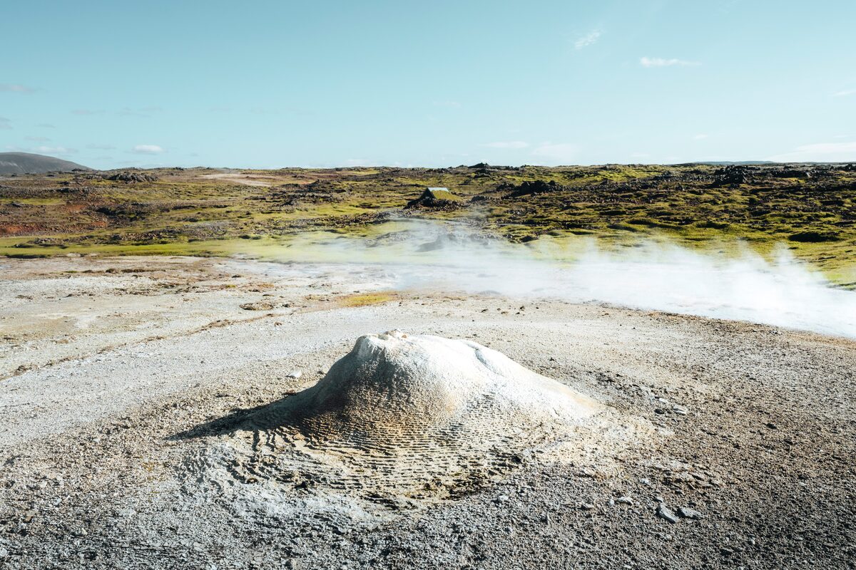 White winter cone Okurholl fumarole at Hveravellir