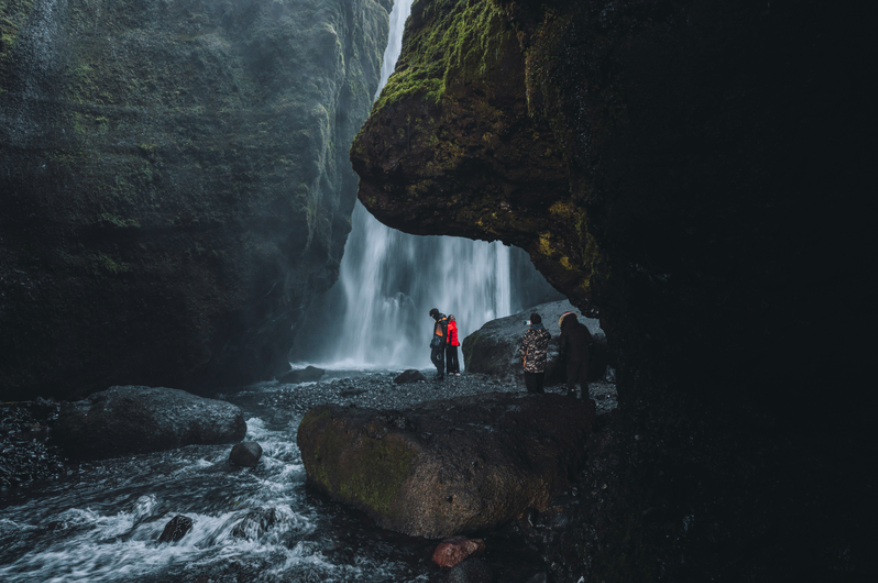 Seljalandsfoss Waterfall Gljufrabui during march season 