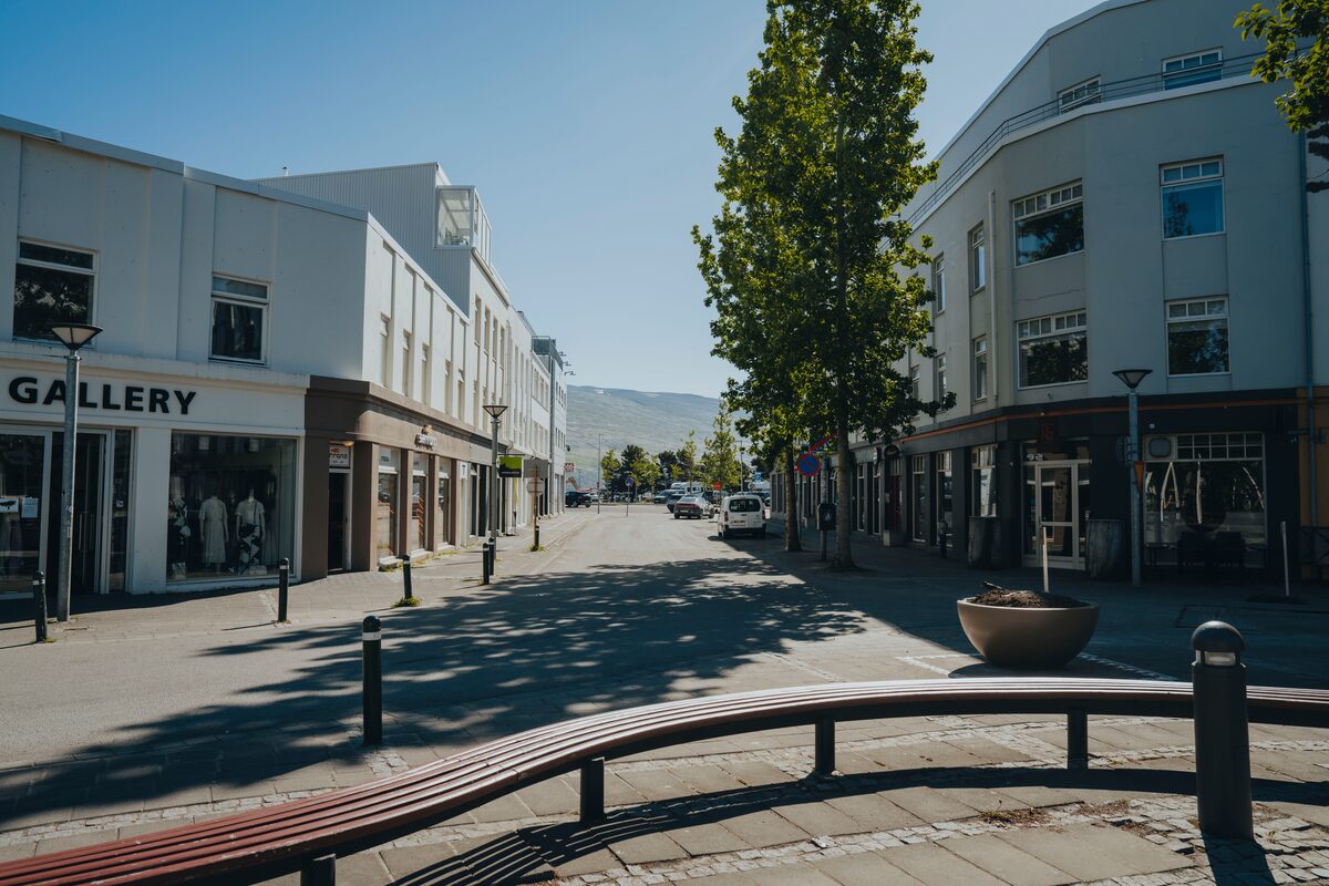 Rich culture, museums and art galleries in Akureryri harbor town in Iceland during summer.