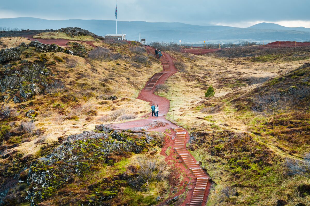 Foothpath next to Kerid crater, leading from parking area to the volcanic crater.
