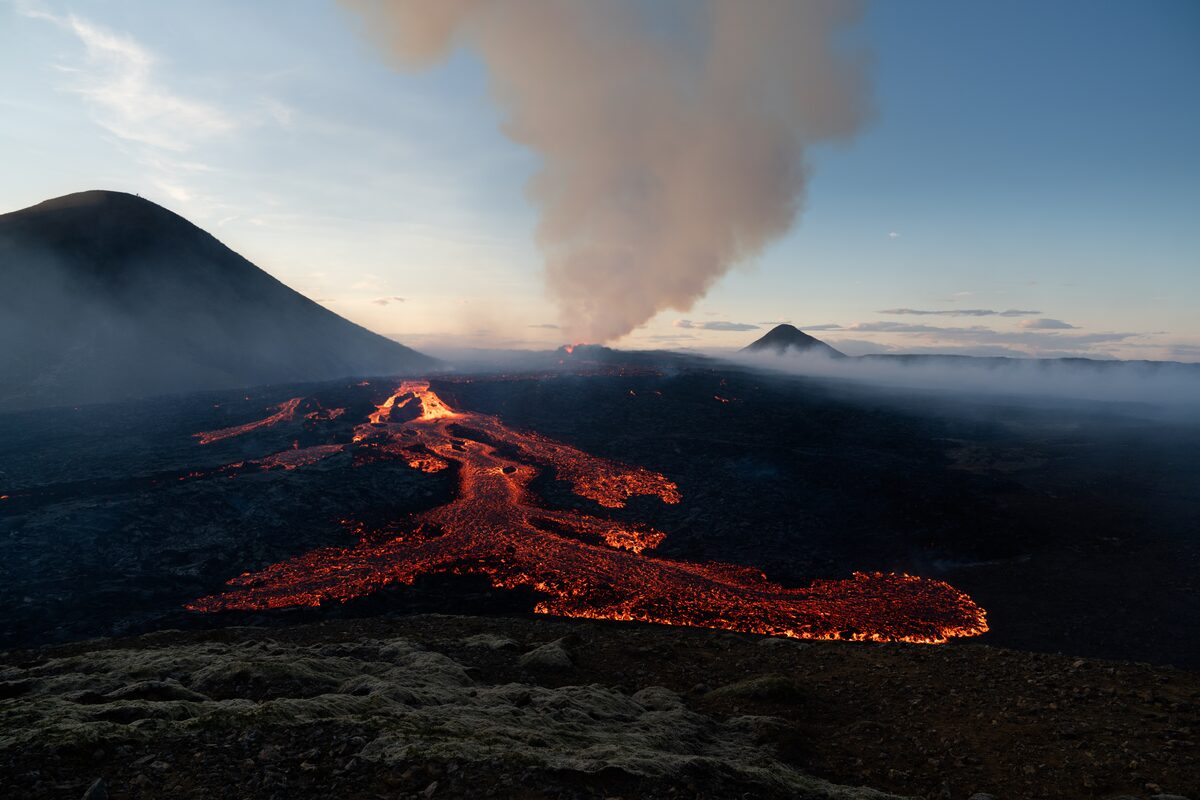 Virtual reality active volcano eruption at Volcano Express tour in Reykjavik.