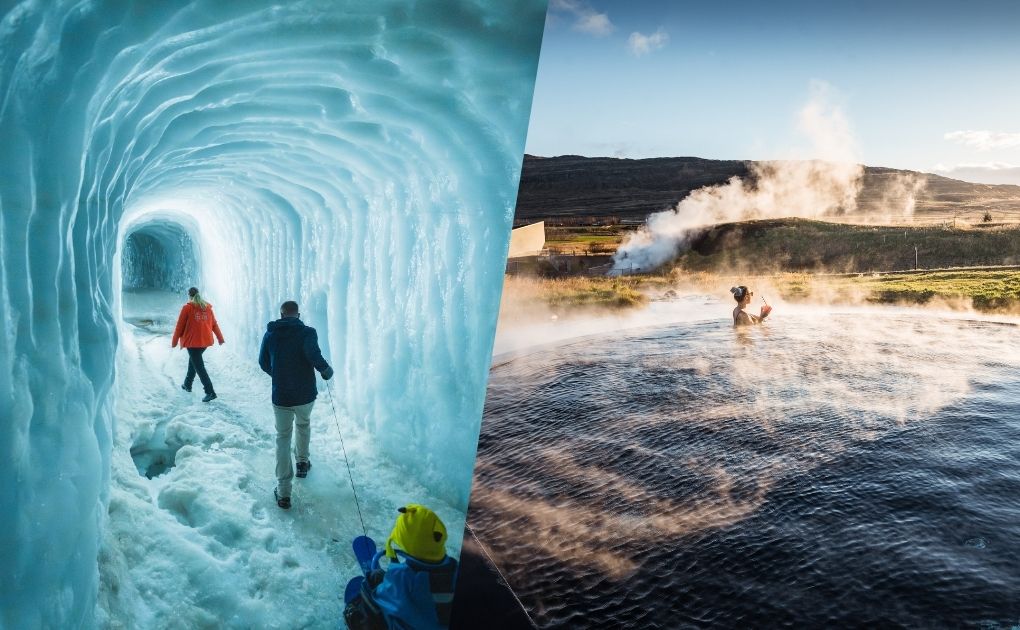 Ice & Steam: Langjökull Glacier Tunnel and Krauma Hot Springs Day Tour 