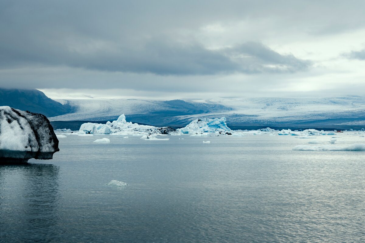 Ice Formations With Ash In Them At Jokulsarlon Glacier Lagoon in iceland