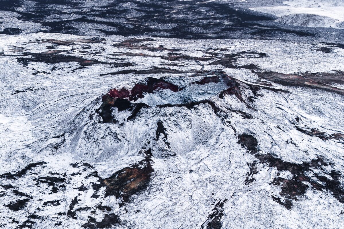 Reykjanes Lavafields Covered In Snow in iceland