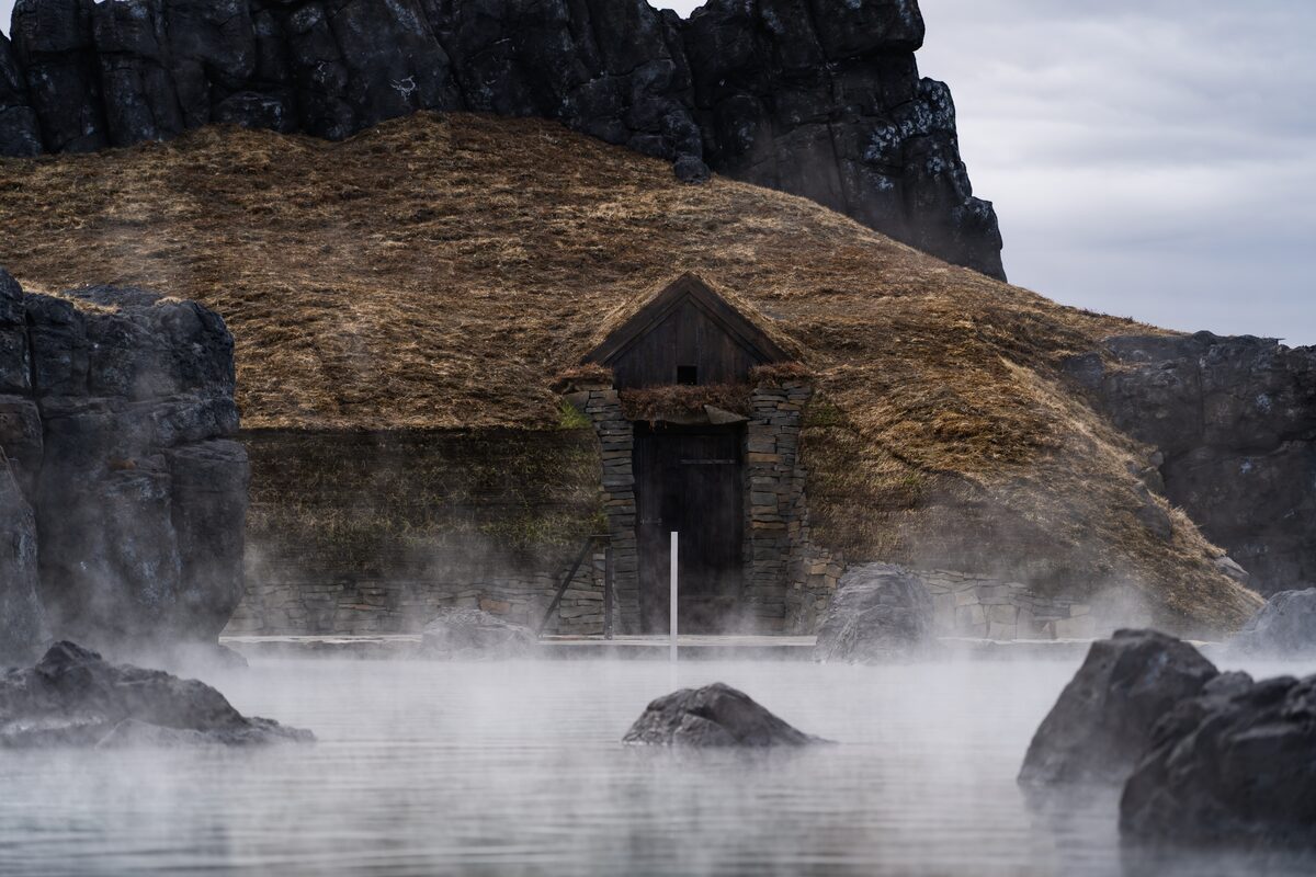 Old Building Remains At Sky Lagoon in iceland