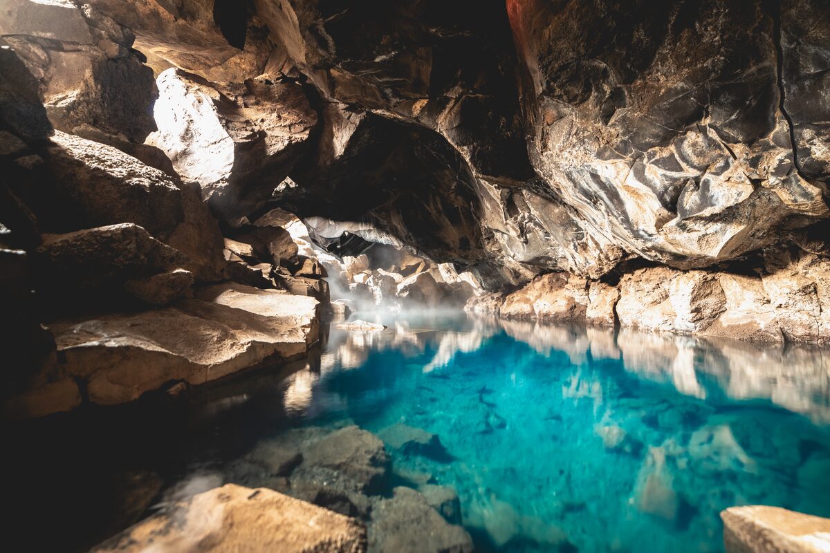 Pool Inside Of Grotagja Cave in iceland