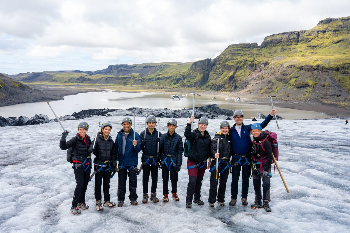 Happy Smilling Group On A Glacier Hike in iceland