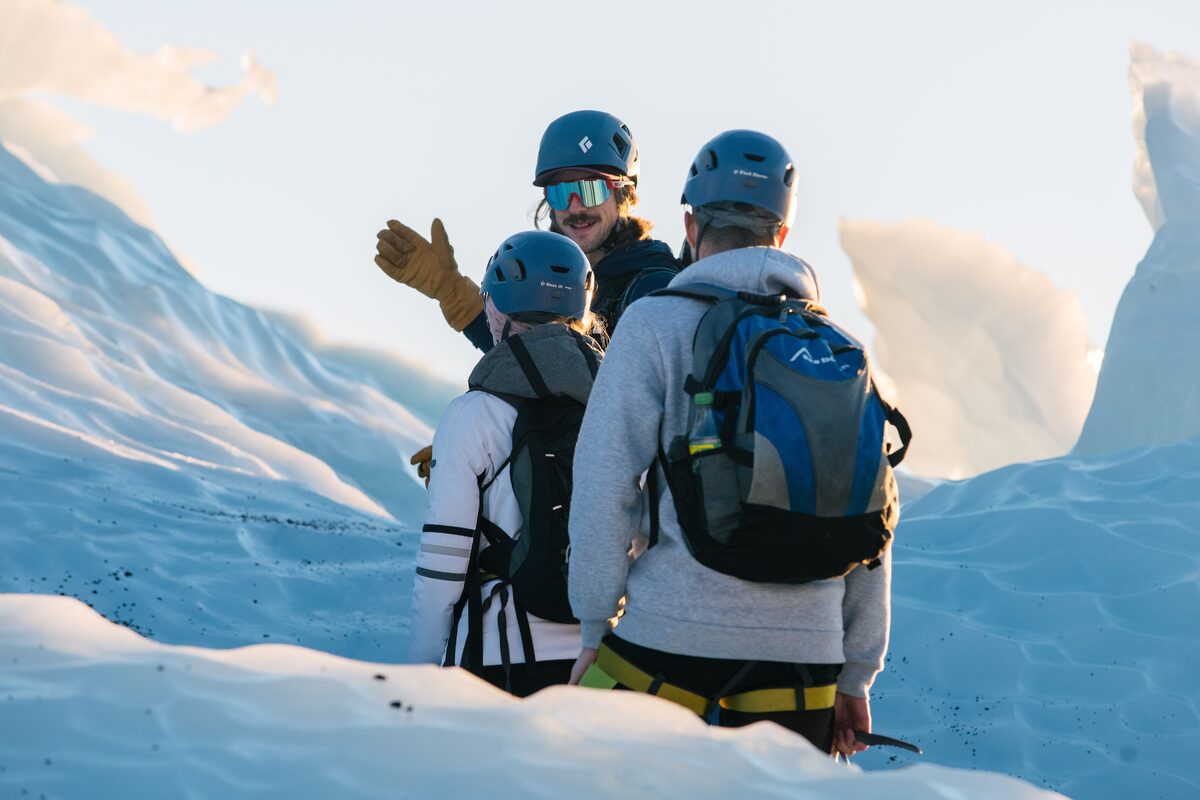 People Talking During A Glacier Hike in Iceland
