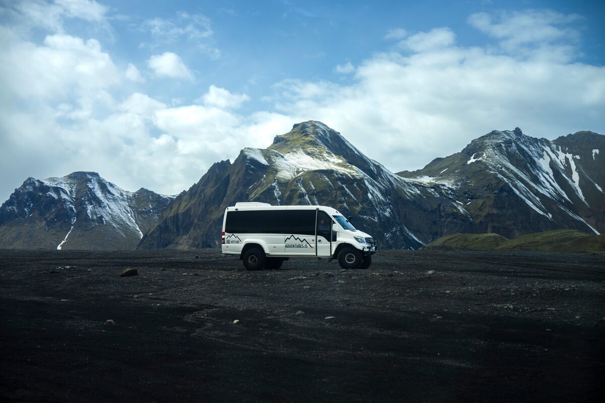 Arctic Adventures tour bus during FAM trip.