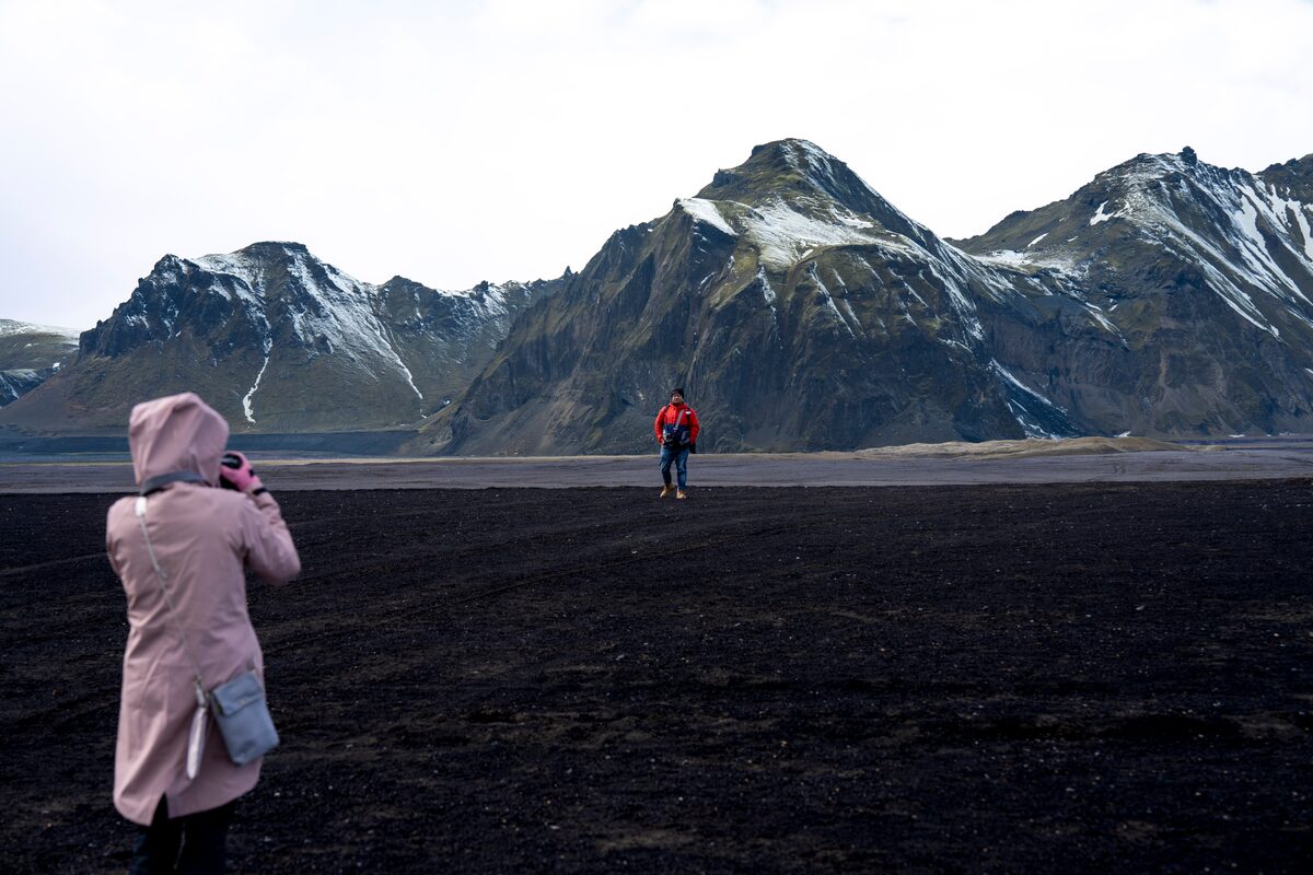 Female from Arctic Adventures FAM trip at Myrdalsjokull glacier.