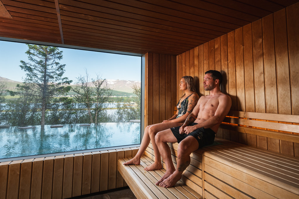 Couple At Forest Lagoon Sauna in Iceland