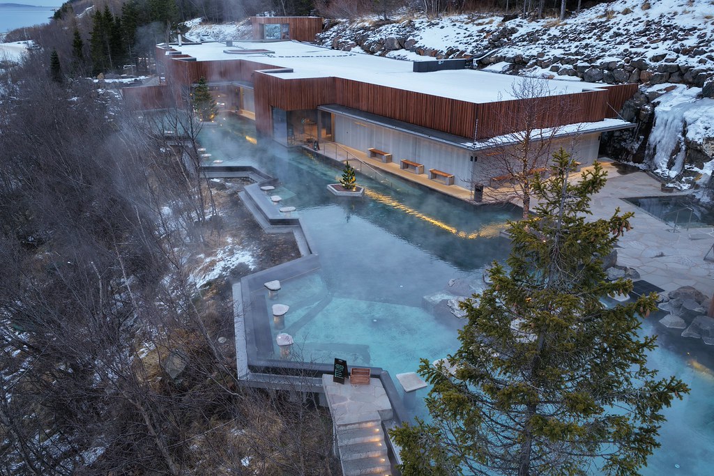 Forest Lagoon Main Building In Winter in Iceland