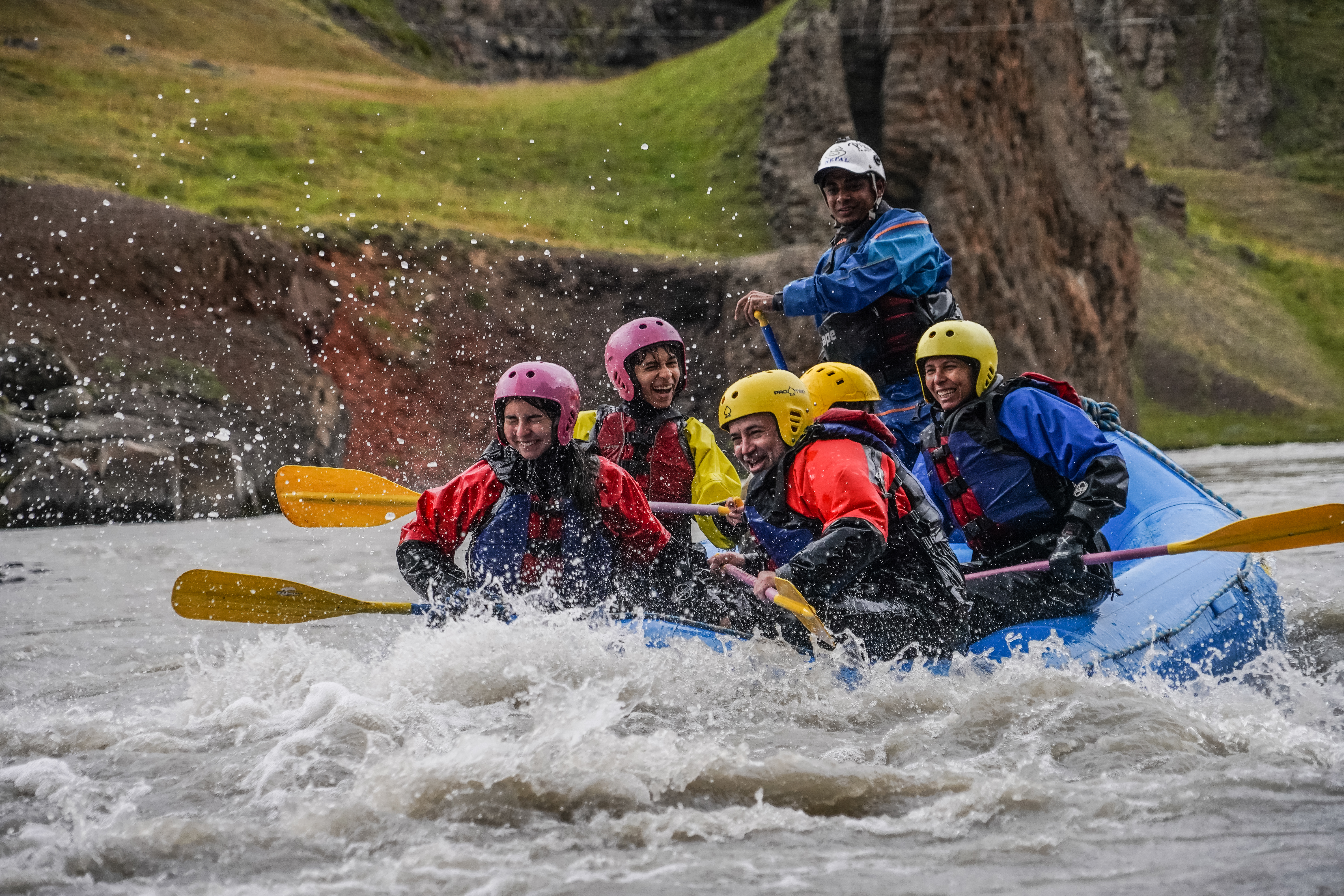 People Smilling And Laughing While Rafting in Iceland
