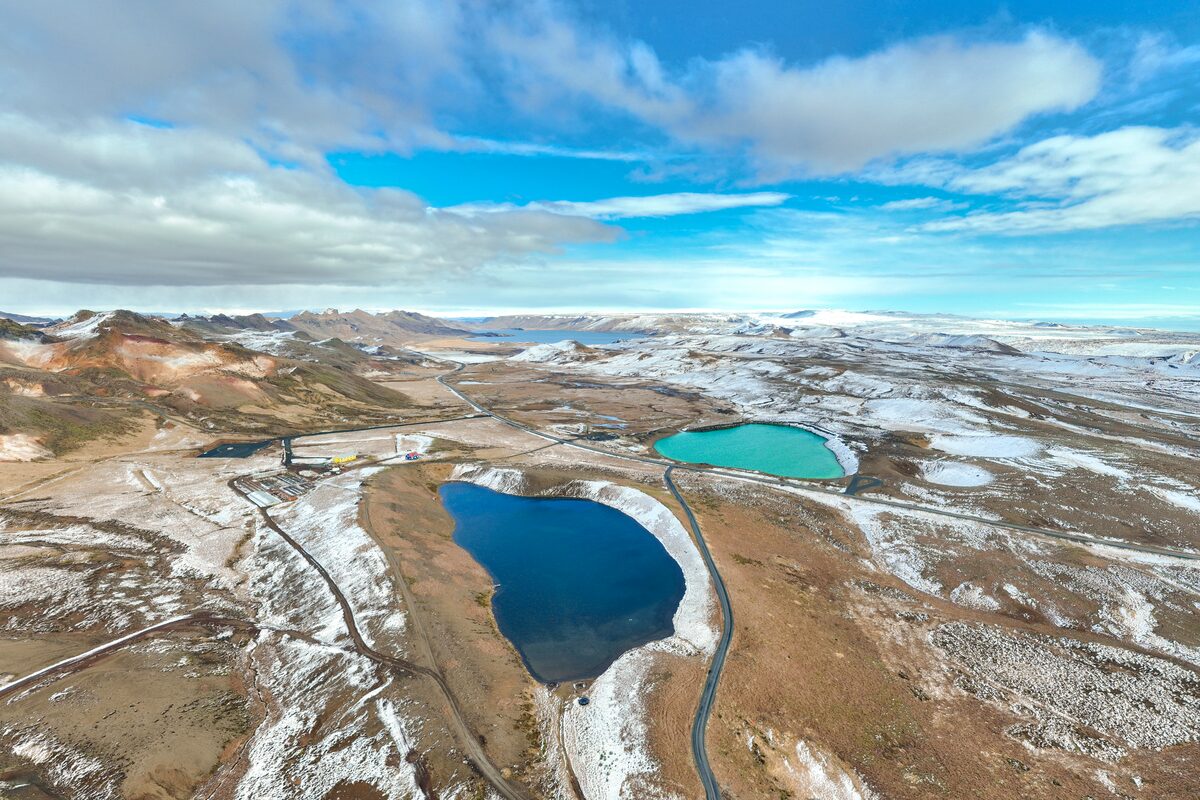 Graenavatn Lake And Another Lake From Above in Iceland
