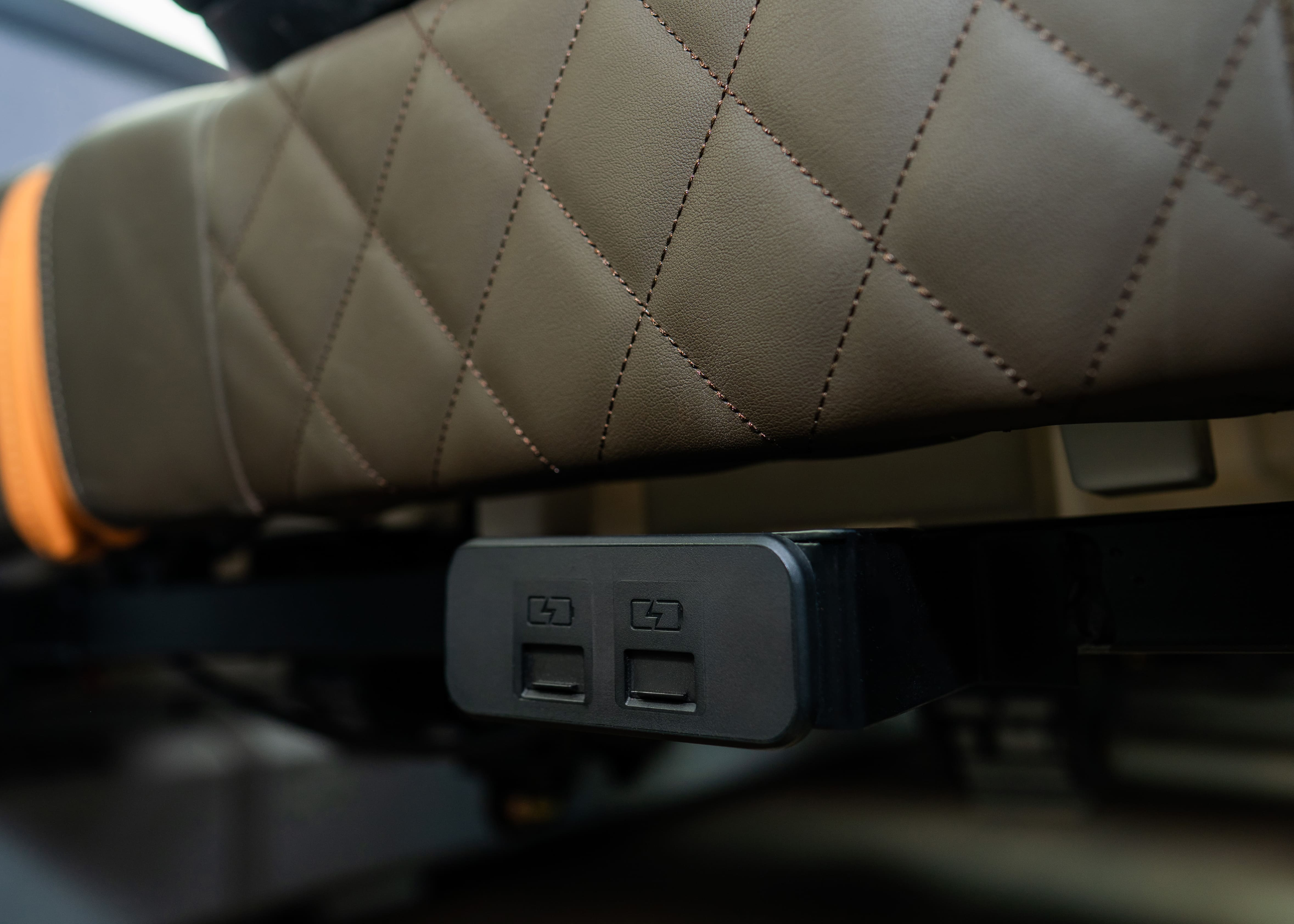 Charging Ports Inside Of A Flybus Bus in Iceland
